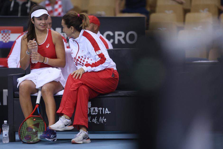 Rijeka: Billie Jean King Cup teniski turnir, dvoboj tenisačica Hrvatske i Njemačke, Marčink/Niemeier