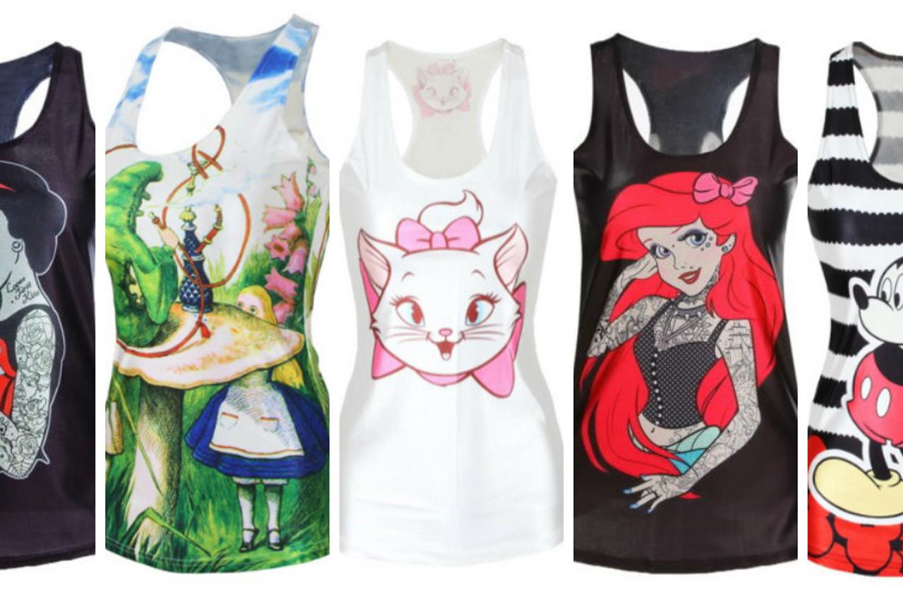 Kolaž majice s likovima iz crtića