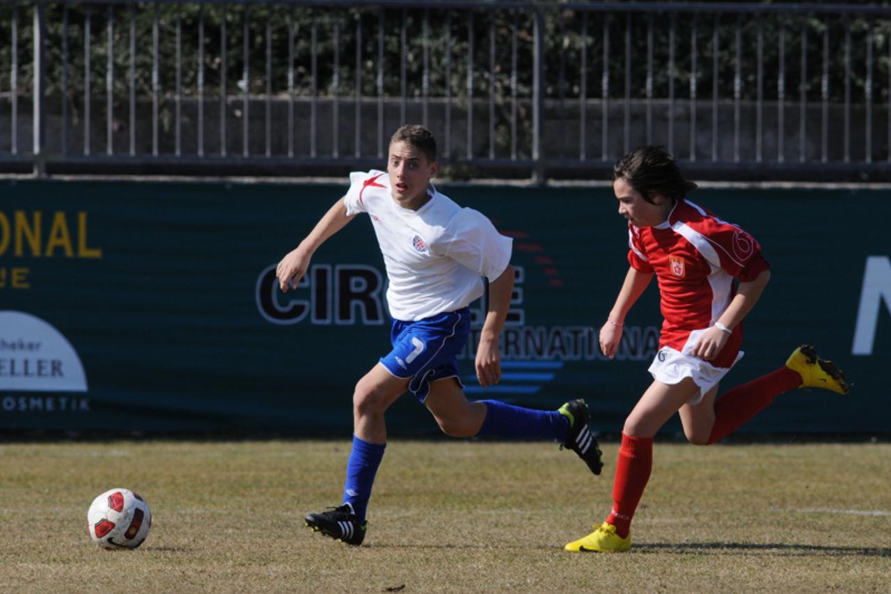 'bih...medjugorje...03.03.2012...turnir U15, nogomet, zrinjski, velez, hajduk, partizan...7 nikola vlasic brat blanke vlasic 2 puta zabio za hajduk foto: zoran grizelj vecernji list'