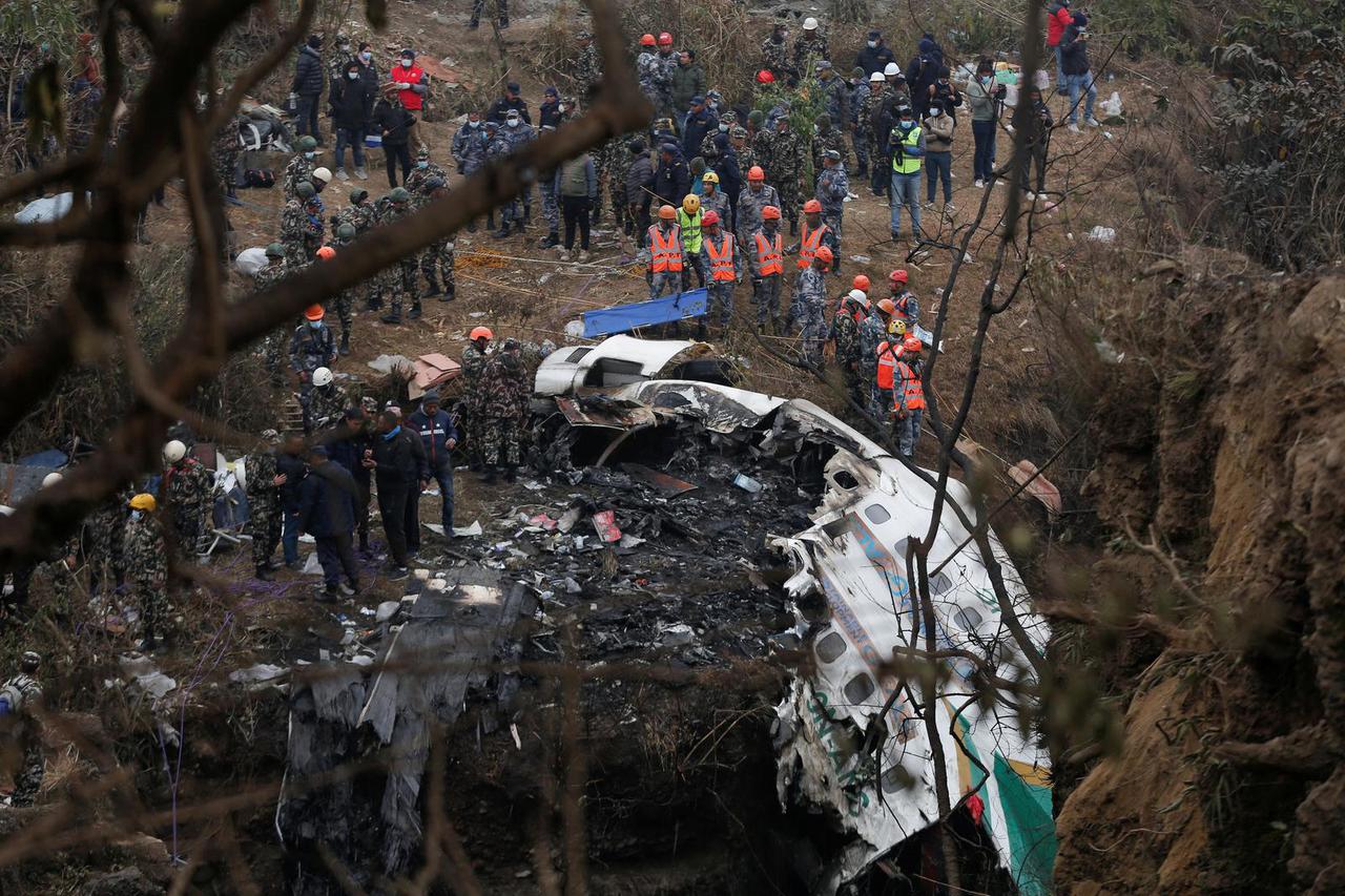 Aftermath of Yeti Airlines plane crash, in Pokhara