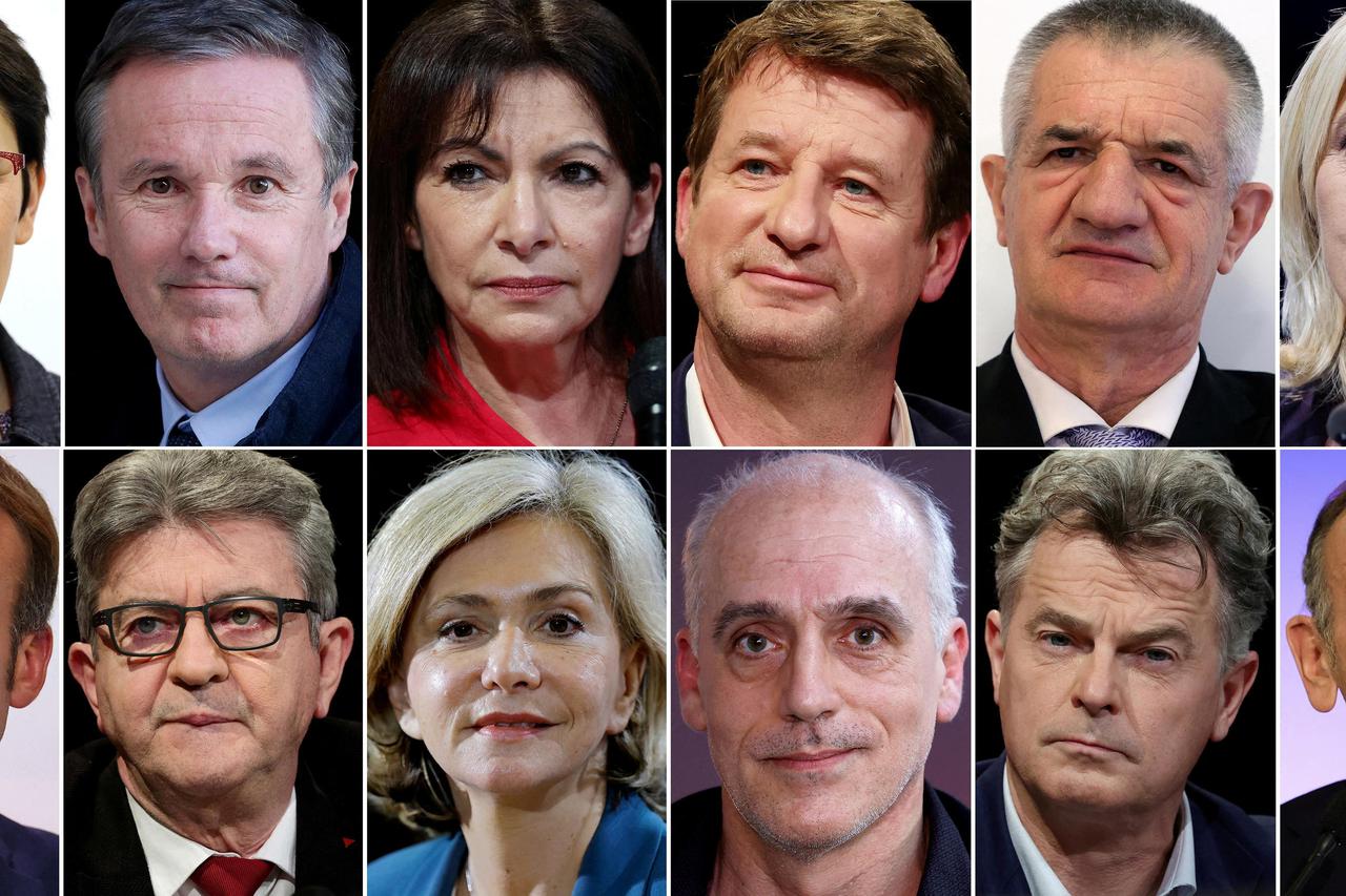 FILE PHOTO: A combination picture shows the candidates for the 2022 French presidential election