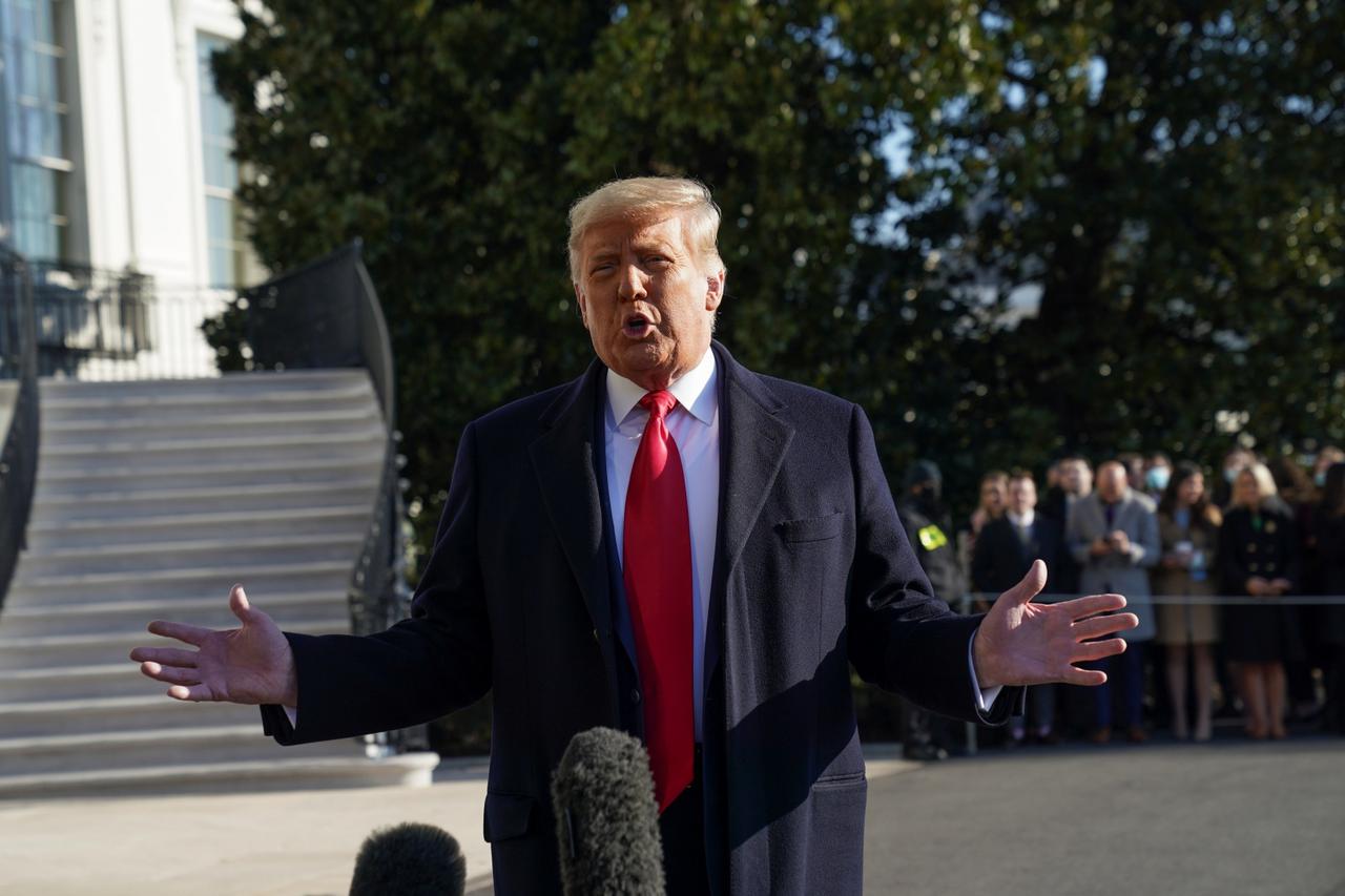 U.S. President Donald Trump departs the White House on travel to Texas, in Washington