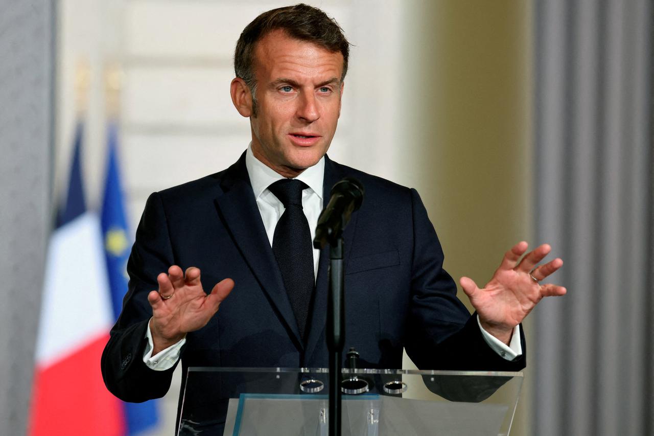 France's President Macron meets SoftBank group Chairman and CEO Masayoshi Son in Paris