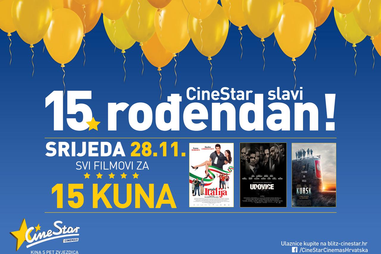 Cinestar obilježava 15. rođendan