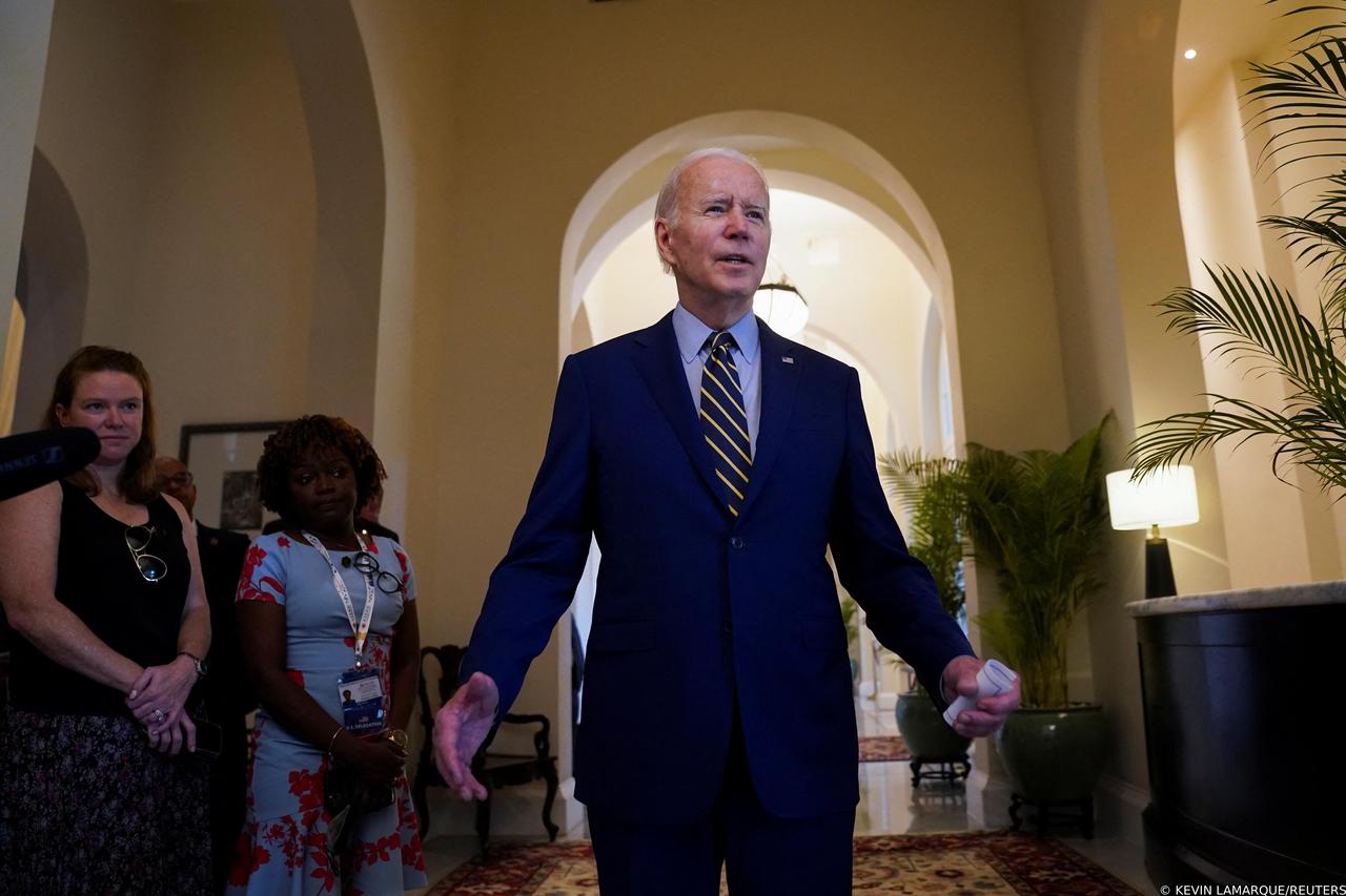U.S. President Joe Biden makes a statement about the U.S. midterm elections, in Phnom Penh