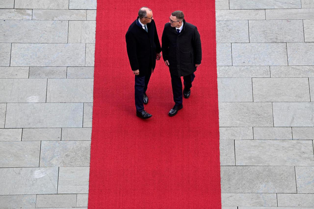 Germany's Chancellor Friedrich Merz meets with Estonia's Prime Minister Kristen Michal