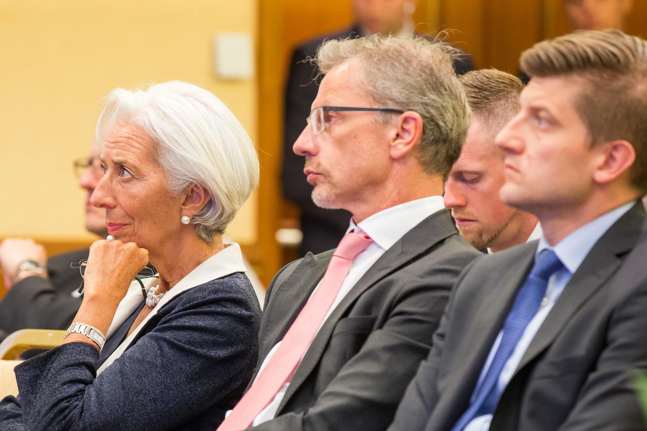 Christine Lagarde, Boris Vujčić i Zdravko Marić na konferenciji u Dubrovniku 2017.