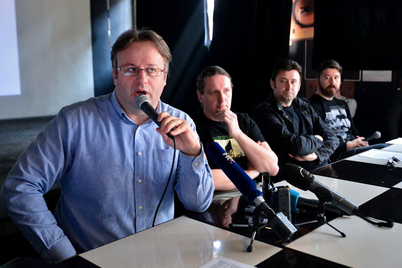 23.3.2015., Zagreb -  Na konferenciji za medije Rock nije kultura? odrzanoj u zagrebackoj Tvornici kulture predstavnici udruge PROMO ( Udruga koncertnih promotora), javno su iskazali nezadovoljstvo i protest protiv dodjele javnih sredstava za glazbene pro