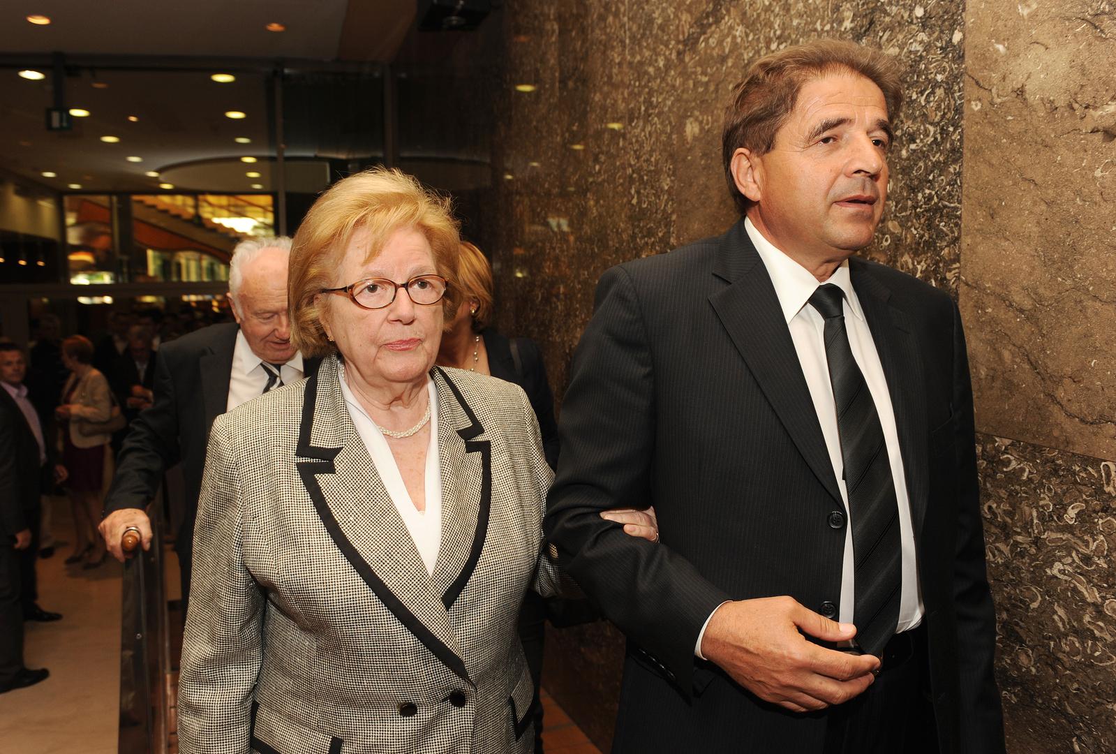 05.05.2012.,  Zagreb - Milan Kujundzic i Drago Prgomet kandidati za predsjednika i potpredsjednika HDZ-a u Maloj dvorani Vatroslava Lisinskog predstavili su svoje programe za skore izbore- Ankica Tudjman dolazi na skuprPhoto: Davor Visnjic/PIXSELL