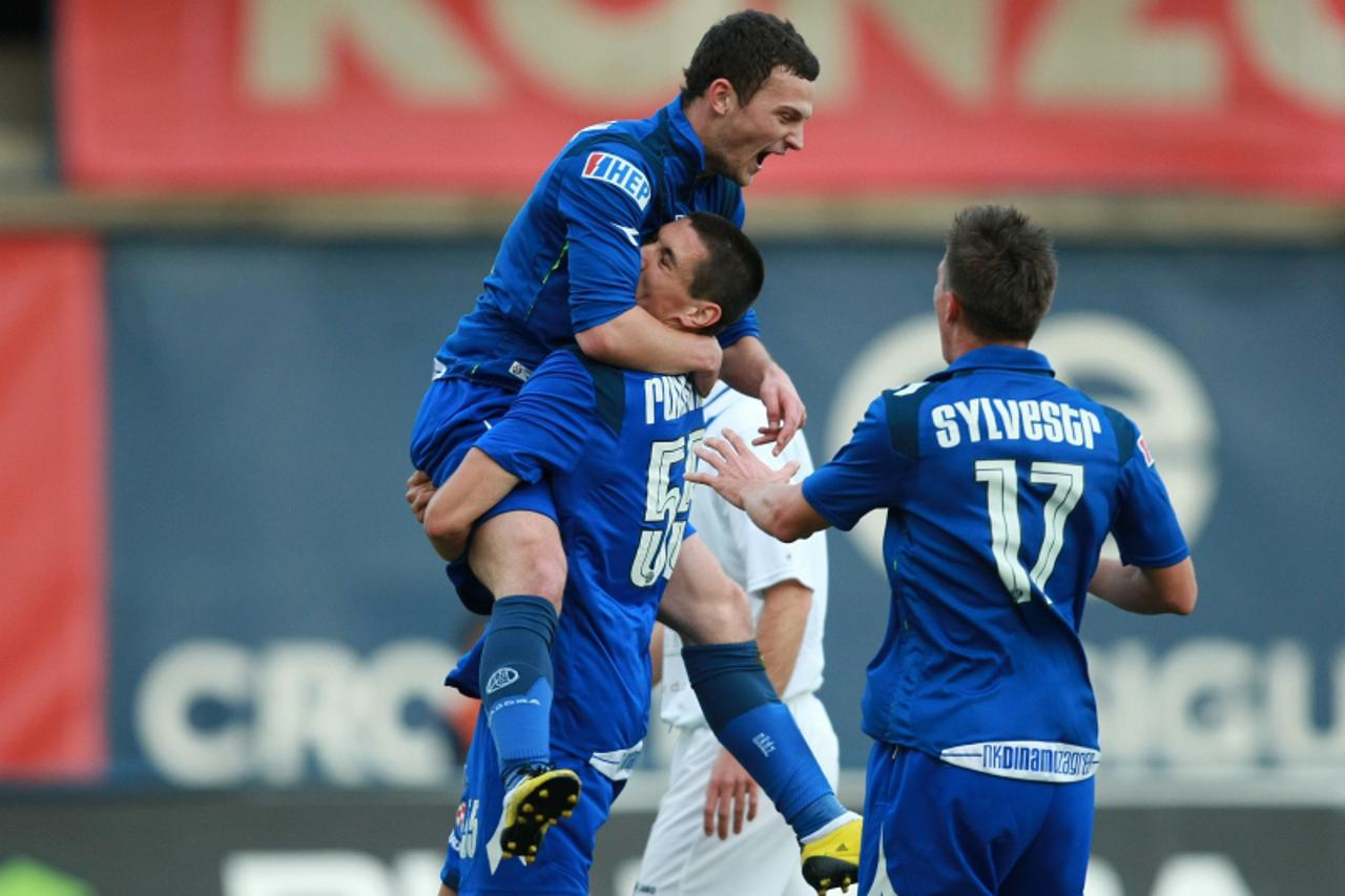 '07.11.2010., stadion Maksimir, Zagreb - Nogometna utakmica 14. kola Prve HNL izmedju NK Dinamo i NK Zadar. Slavlje, Ivan Tomecak, Ante Rukavina. Photo: Sanjin Strukic/PIXSELL'