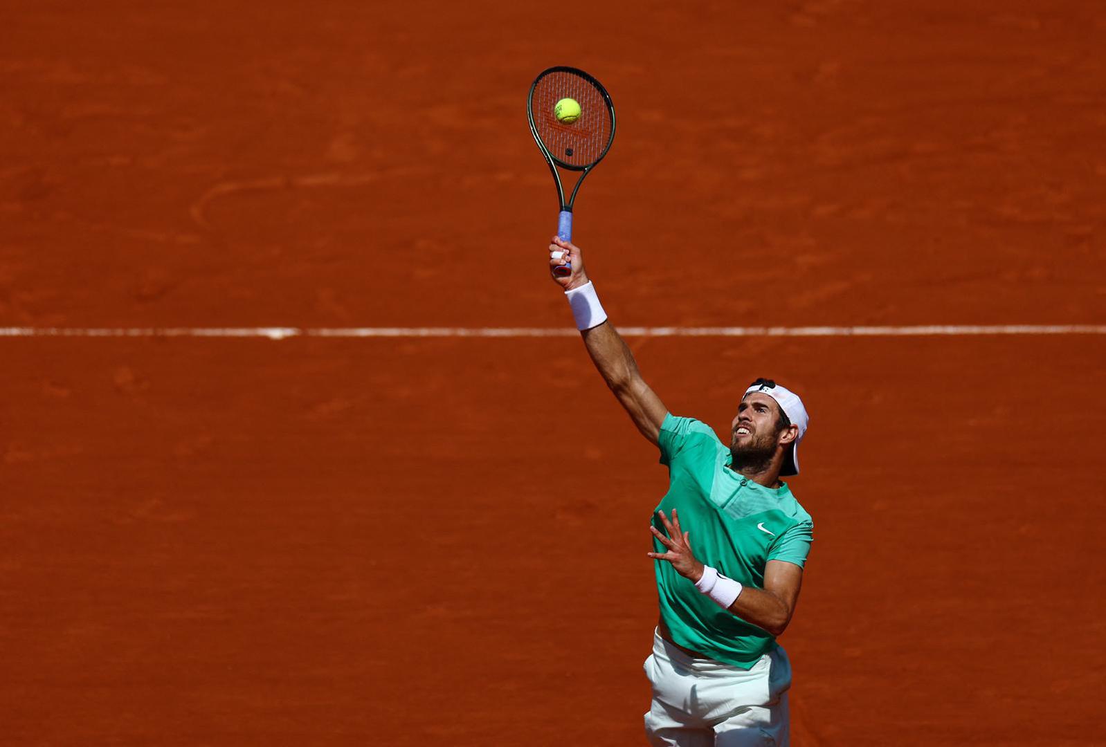 Tennis - French Open - Roland Garros, Paris, France - May 28, 2023 Russia's Karen Khachanov in action during his first round match against France's Constant Lestienne REUTERS/Lisi Niesner Photo: LISI NIESNER/REUTERS