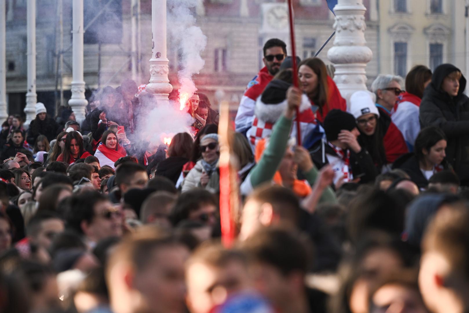 03.02.2025., Zagreb - Svecani docek hrvatske rukometne reprezentacije u Zagrebu nakon osvojenog drugog mjesta na Svjetkom prvenstvu.
 Photo: Marko Lukunic/PIXSELL