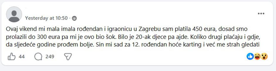 Objava u Facebook grupi