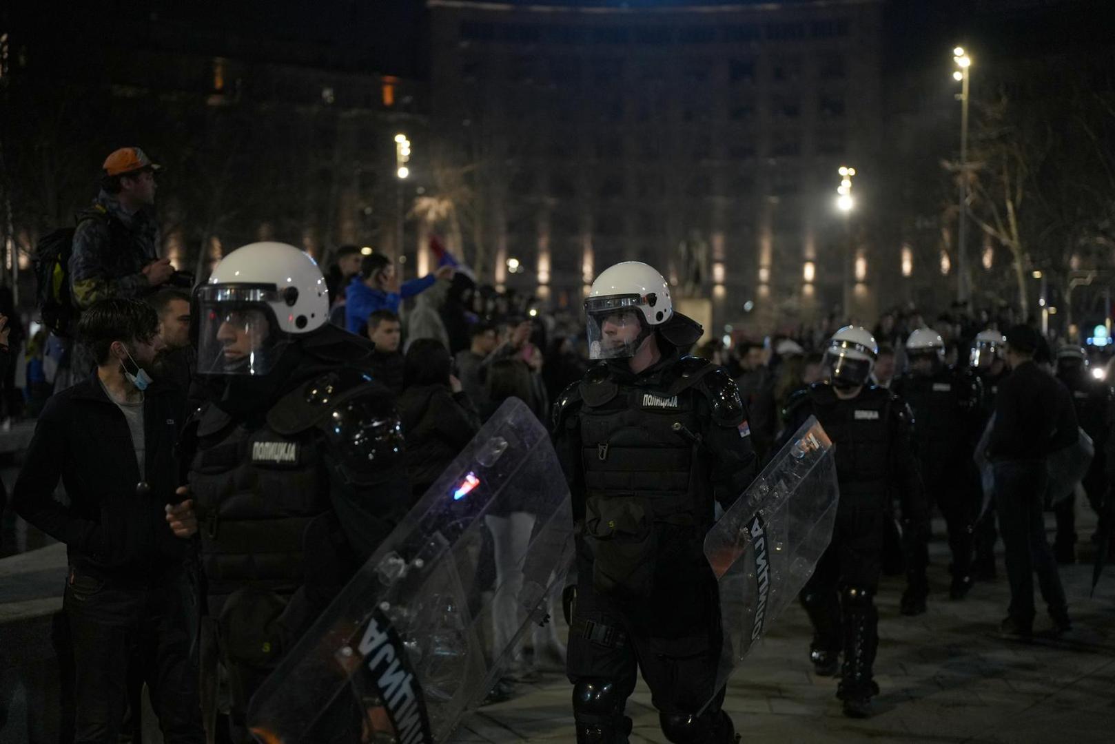 15.03.2025., Beograd, Srbija - Policijske snage rasporedjene na ulicama Beograda. Puno policije nalazi se u Pionirskom parku i ispred Skupstine Srbije. Photo: Dejan Rakita/PIXSELL