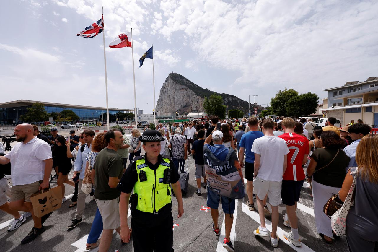 Border fence between Gibraltar and Spain is removed after the EU-Britain agreement took effect, in Gibraltar