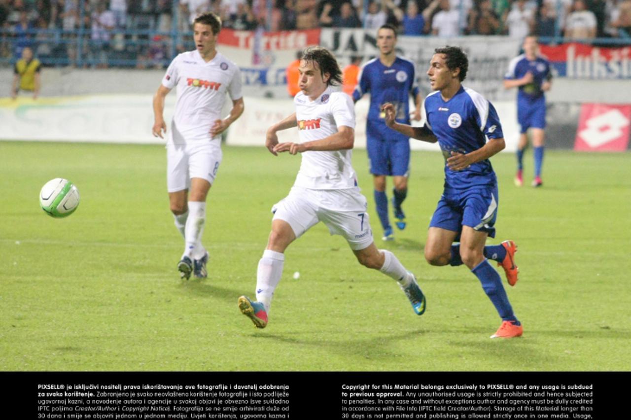 '13.07.2013., ZADAR - Prva MaxTv liga, 1. kolo, Zadar - Hajduk. Mislav Andjelkovic, Luka Begonja.   Photo: Dino Stanin/PIXSELL'