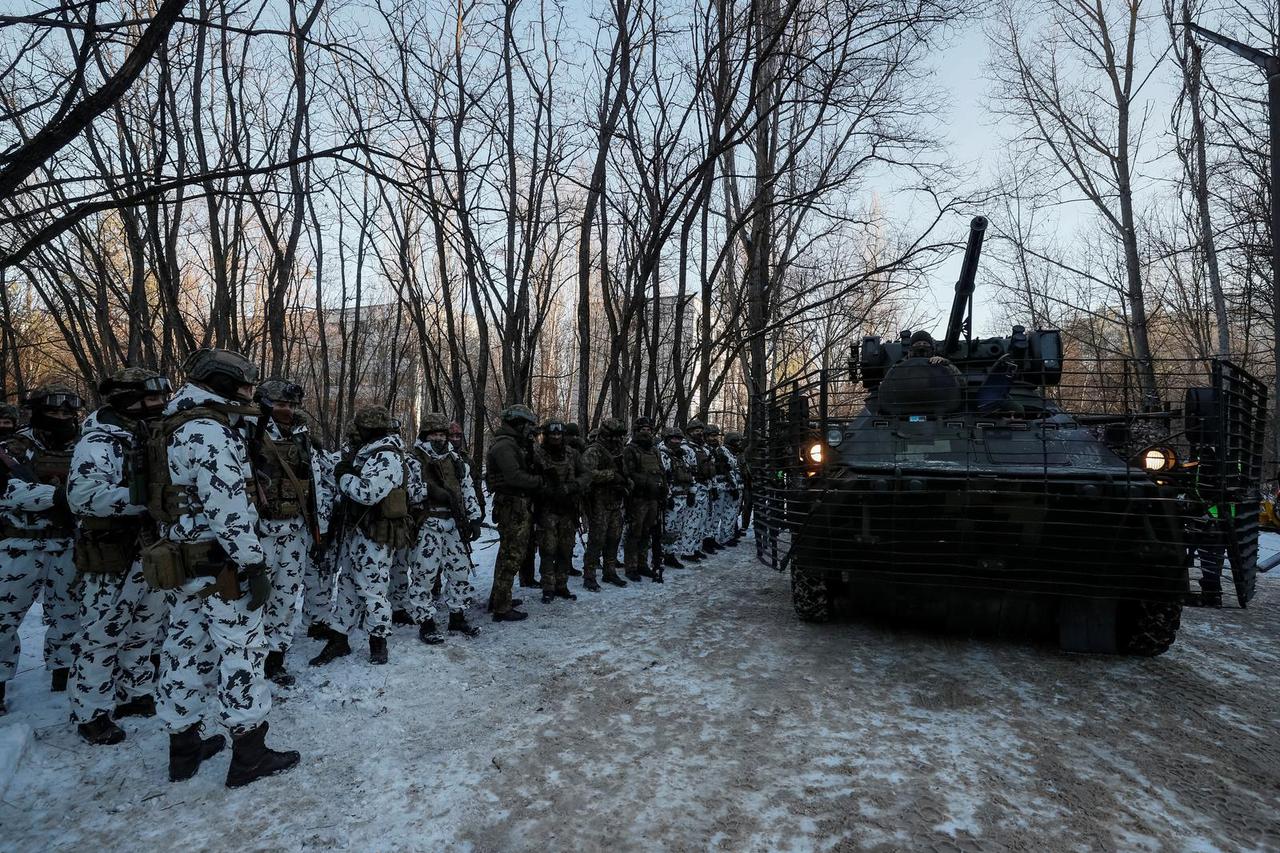 Ukrainian armed forces hold drills in the abandoned city of Pripyat