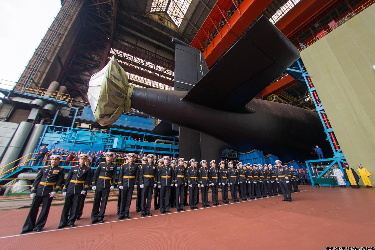 K-571 Krasnoyarsk nuclear submarine launched in Severodvinsk, Russia