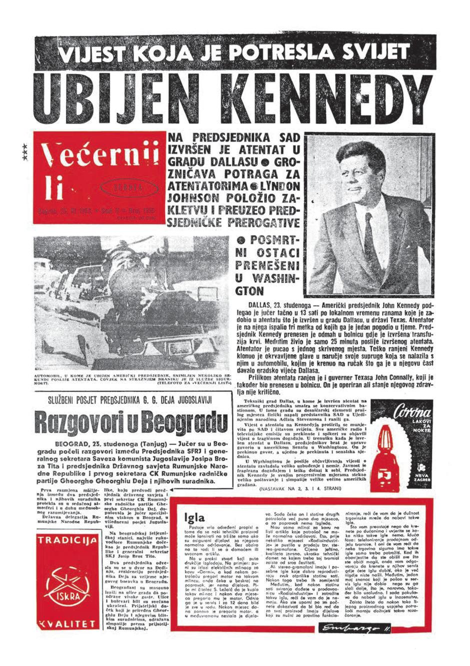 Naslovnica sa atentatom na Kennedyja