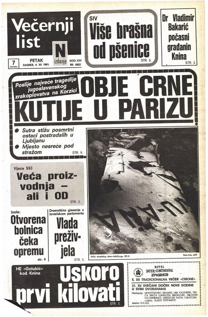 No, bilo je prekasno - zrakoplov, koji je letio na visini od 1360 metara, nije se uspio podići iznad planinskih vrhova. U 7 sati, 53 minute i 20 sekundi lijevim je krilom udario u vrh planine San Pietro, 30-ak kilometara od Ajaccia, na Korzici, nakon čega se 'ranjeni zrakoplov', 700 metara dalje, srušio i survao u klanac. Prema podacima iz istrage, da je visina, na kojoj je kobnog jutra letio putnički zrakoplov Inex-Adrije, bila samo dva metra veća, tragedija, koja je odnijela 180 života, bila bi izbjegnuta.