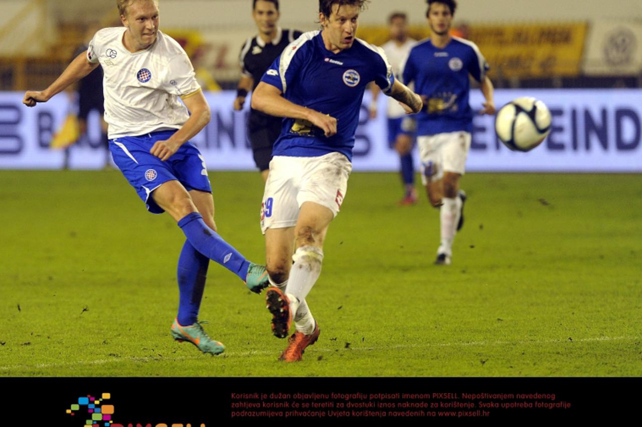 '04.11.2012., Split - Poljud, 1. HNL, 14. kolo MAXtv, HNK Hajduk - NK Zadar. Tomislav Kis i Igor Prahic. Photo: Tino Juric/PIXSELL'