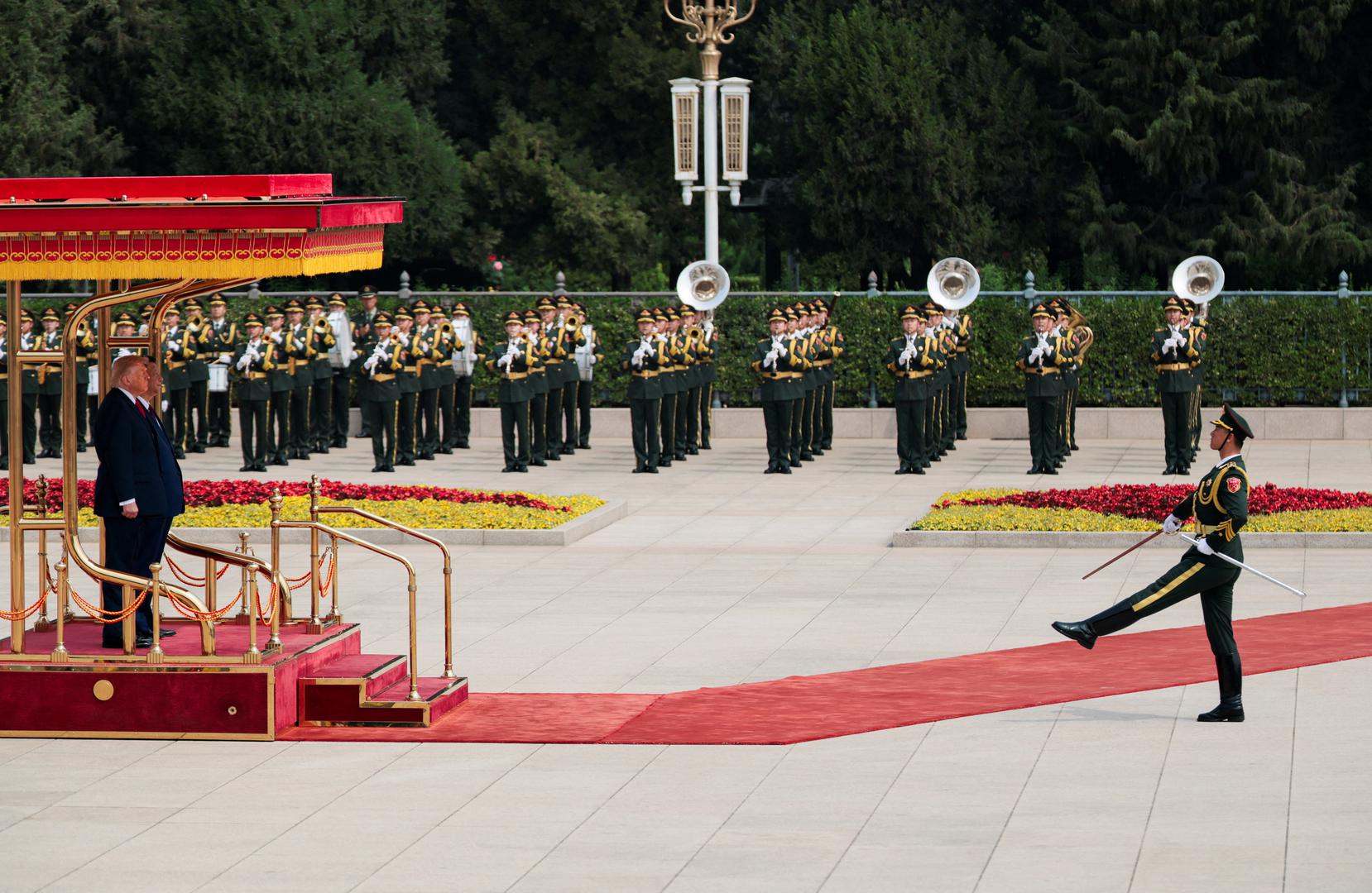 U.S. President Donald Trump participates in an welcome ceremony with Chinese President Xi Jinping at the Great Hall of the People in Beijing, China, May 14, 2026. REUTERS/Evan Vucci Photo: Evan Vucci/REUTERS