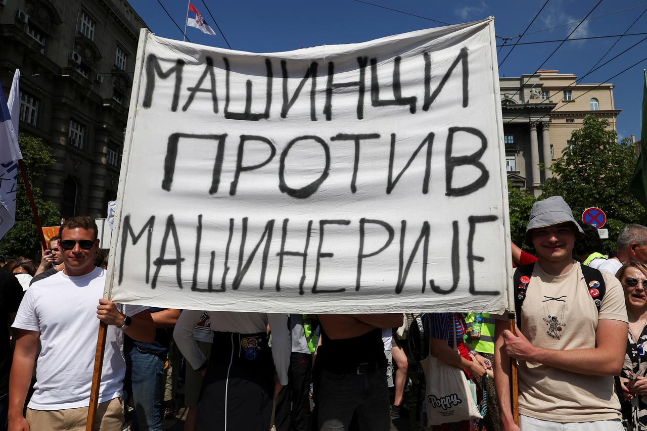 Anti-government protesters attend a rally for May day
