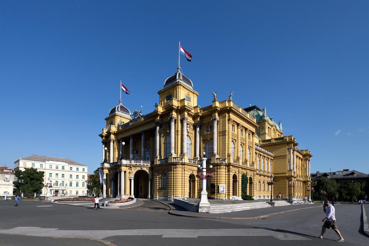 23.07.2014., Zagreb -  Zgrada Hrvatskog narodnog kazalista na Trgu marsala Tita obasjana ljetnim suncem. Photo: Davor Puklavec/PIXSELL