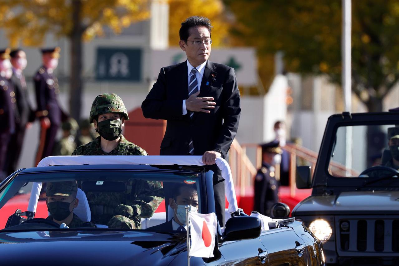 Japan's Prime Minister Fumio Kishida and Defense Minister Nobuo Kishi visit JGSDF Camp Asaka