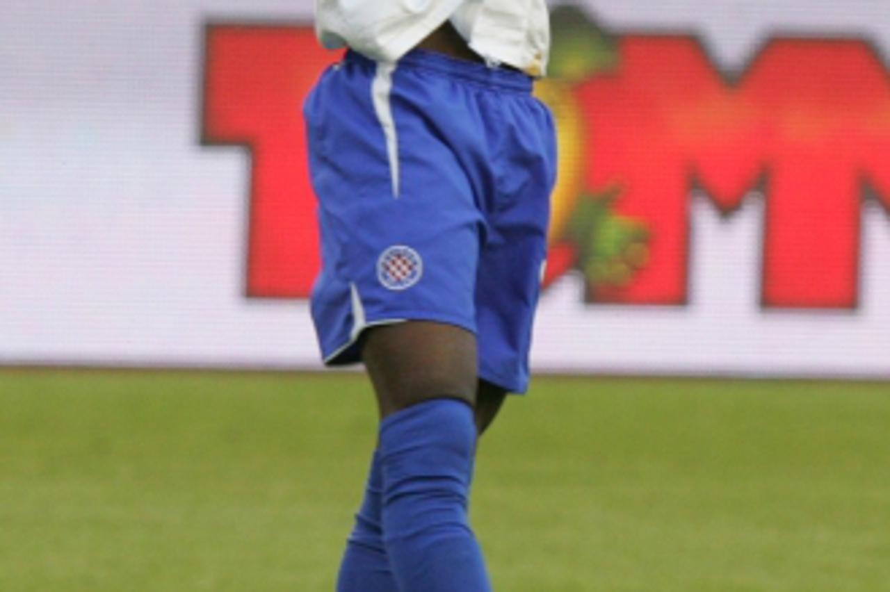 '13.04.2013., Poljud, Split - MAXtv 1. HNL, 27. kolo, Hajduk Split - Cibalia Vinkovci. Slavlje strijelca Mije Caktasa sa suigracima. Ljutiti Kouassi nakon promasaja.  Photo: Ivo Cagalj/PIXSELL'