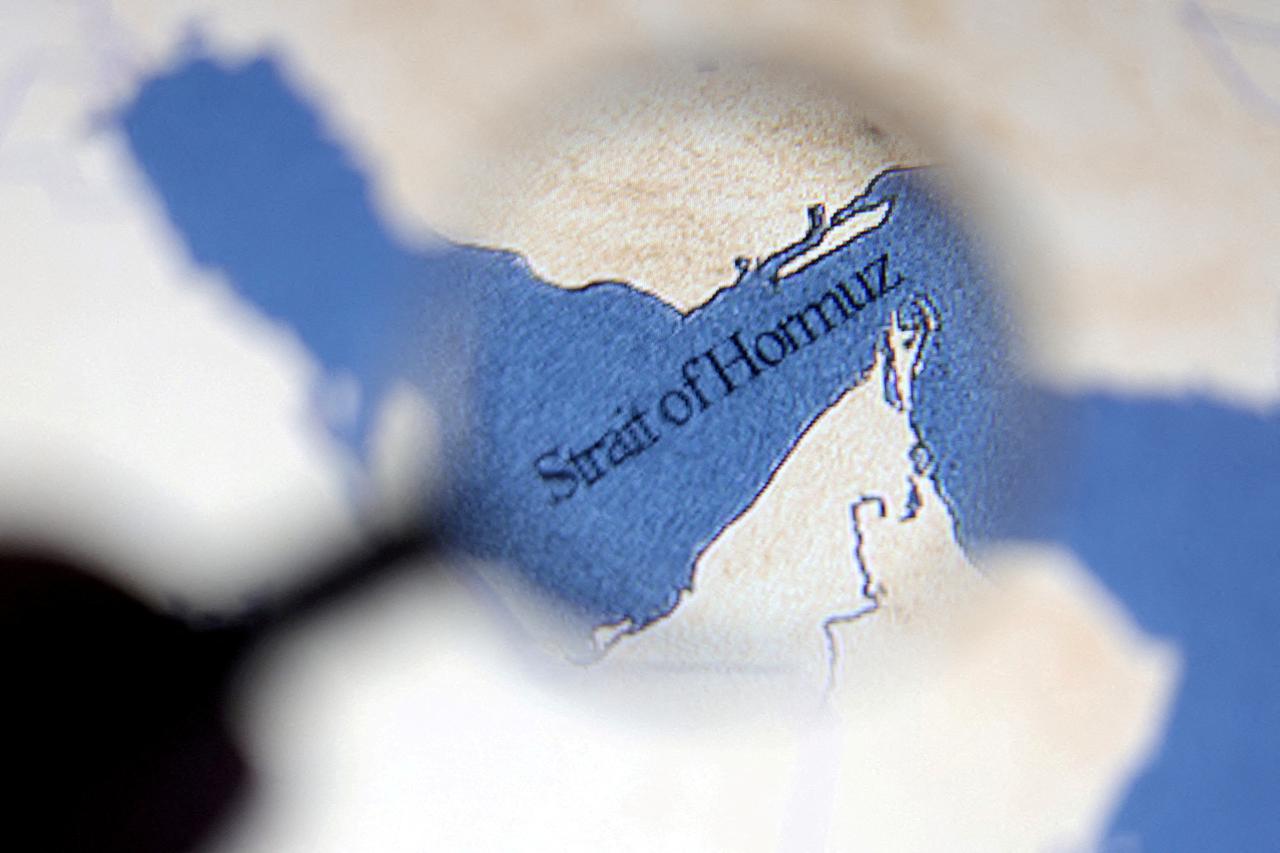 FILE PHOTO: Illustration shows map showing the Strait of Hormuz and Iran