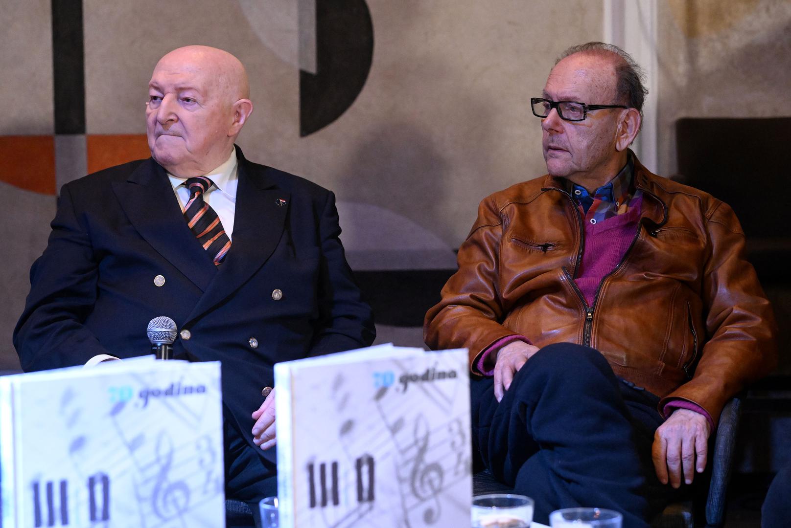 15.03.2023., Zagreb - 70 godina Zagrebackog festivala, promocija monografije i dodjela posebnog priznanja Dragi Diklicu. Drago Diklic, Alfi Kabiljo Photo: Marko Lukunic/PIXSELL