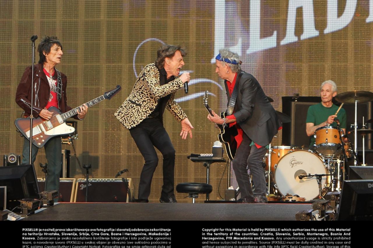 'Ronnie Wood, Mick Jagger, Keith Richards and Charlie Watts of The Rolling Stones perform on stage at Barclay Summer Time iHyde Park on Saturday in London.Photo: Press Association/PIXSELL'