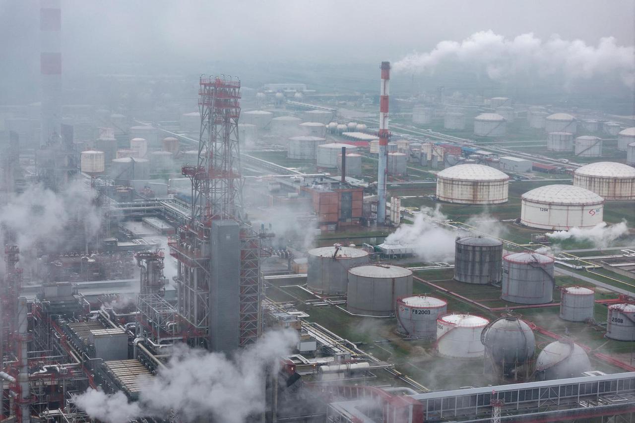 FILE PHOTO: A drone view shows Serbia's majority Russian-owned NIS oil refinery in Pancevo