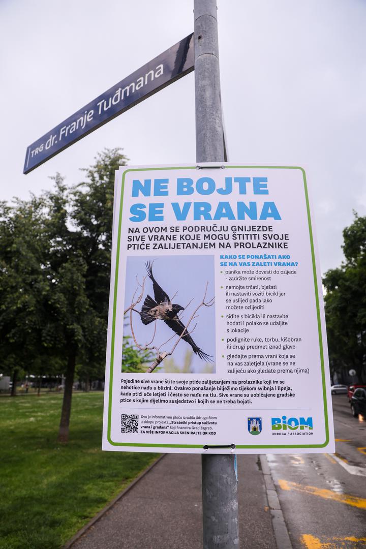 Nemojte trčati, bježati ili nastaviti voziti bicikl jer uslijed pada može doći do ozlijede, upozorava se na tabli.