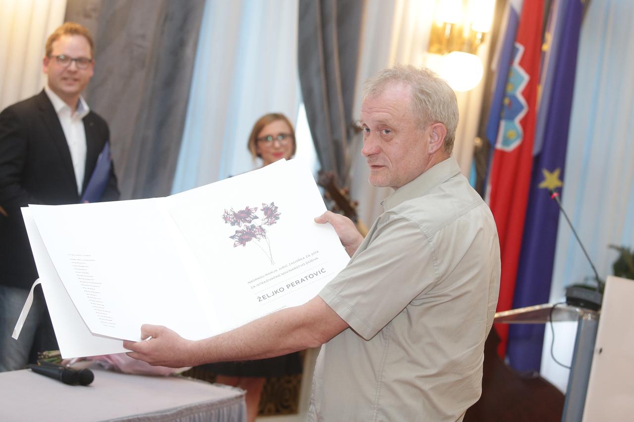 05.05.2015., Zagreb - Svecana dodjela godisnjih nagrada HND-a. Zeljko Peratovic dobio je nagradu za istrazivacko novinarstvo. Photo: Zeljko Lukunic/PIXSELL
