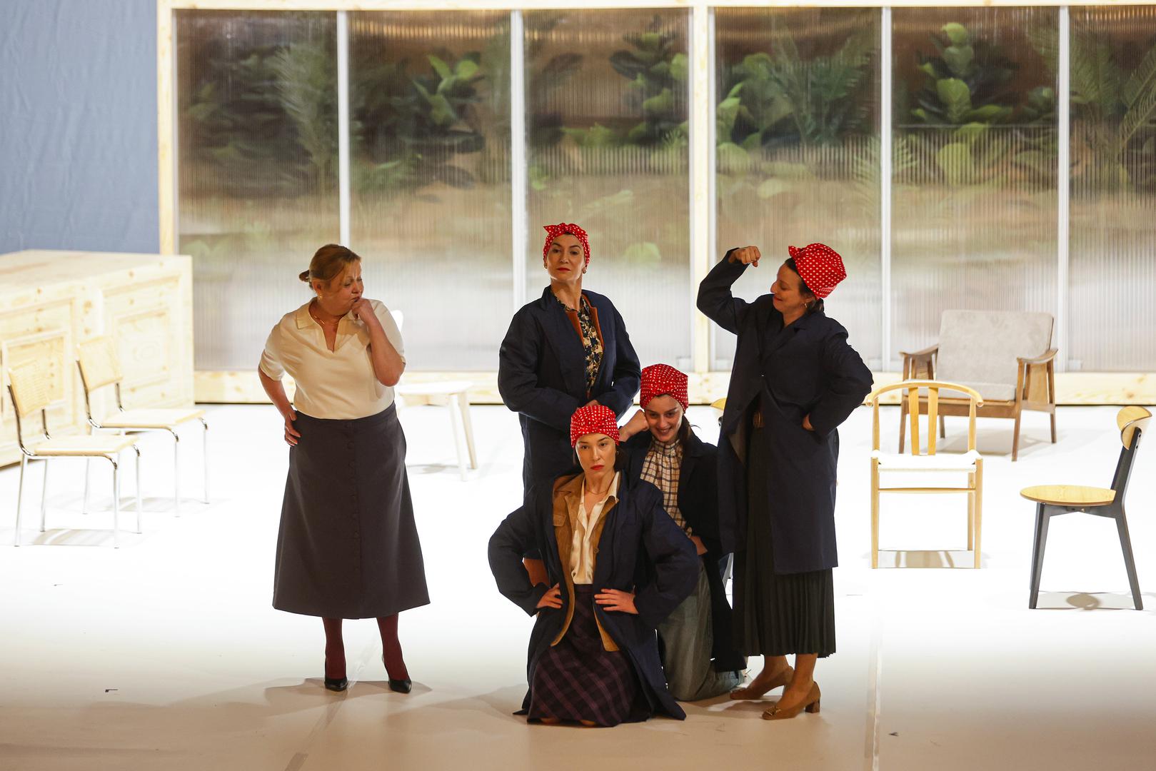 28.05.2025., Zagreb - Proba predstave Godine u HNK-u. Ksenija Marinkovic, Daria Lorenci Flatz, Iva Mihalic, Lana Meniga i Jadranka Djokic Photo: Luka stanzl/PIXSELL