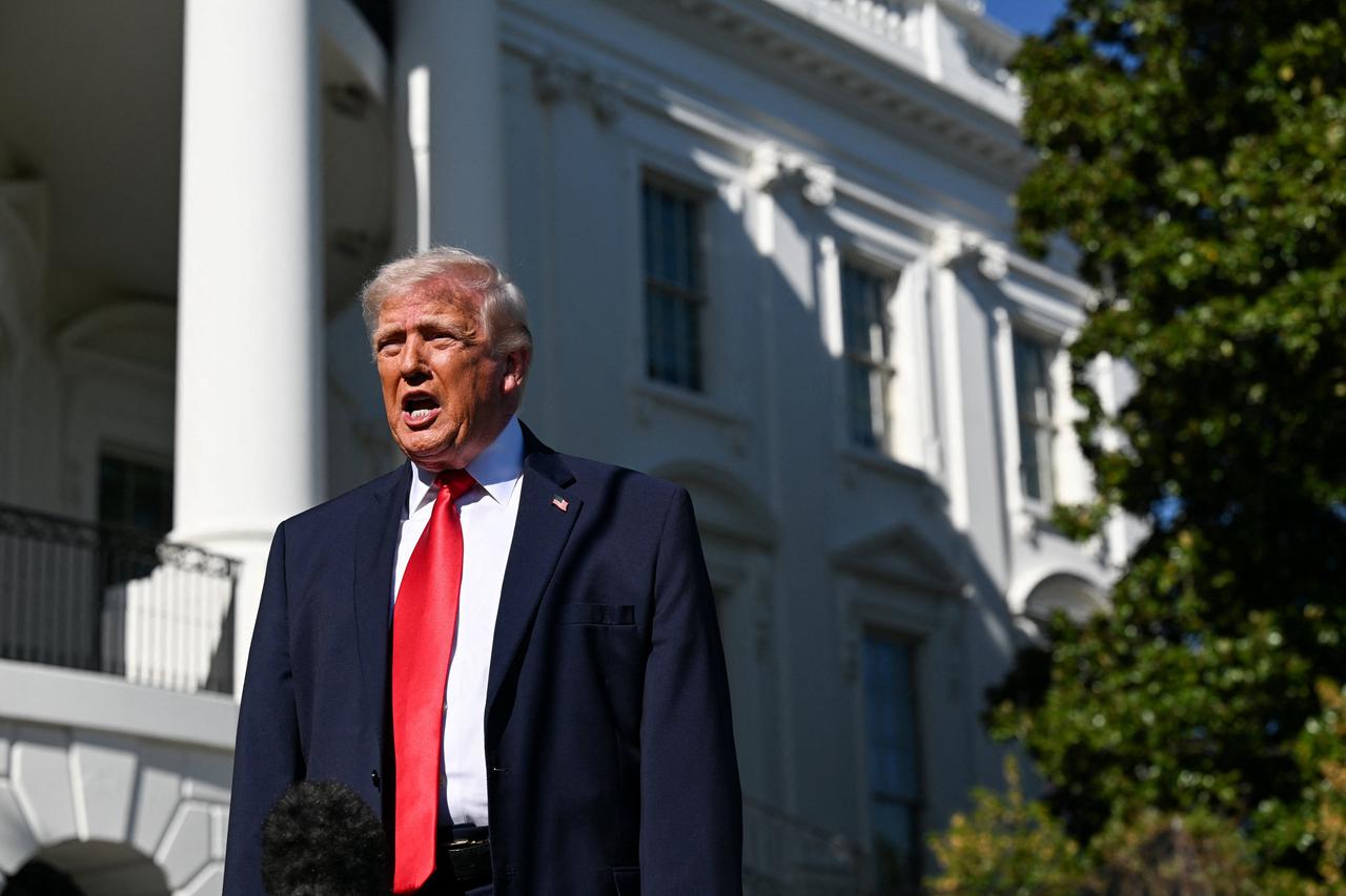 U.S. President Donald Trump departs the White House