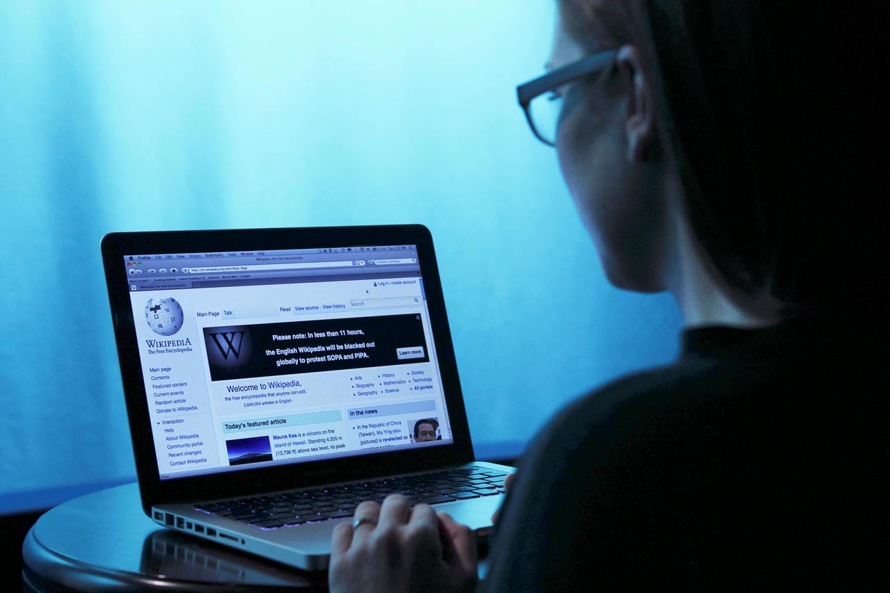 FILE PHOTO: Wikipedia webpage in use on a laptop computer is seen in this photo illustration taken in Washington
