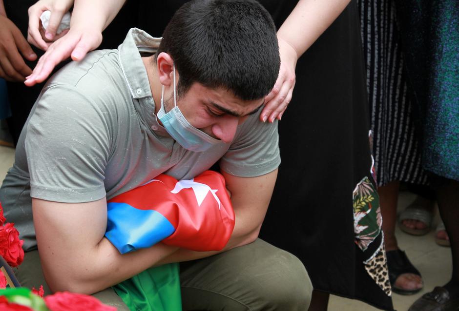 Funeral of Azerbaijani servicemen killed in armed clashes on the border between Azerbaijan and Armenia, in Baku