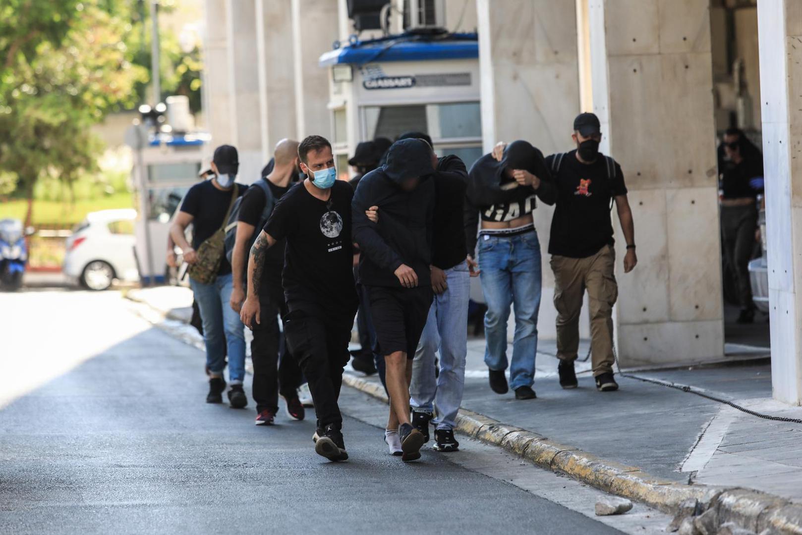 09.08.2023., Atena, Grcka - Svih 94 uhicenih osoba koje je grcka policija privela nakon navijackih nereda uoci utakmice 3. pretkola kvalifikacija Lige prvaka izmedju AEK-a i Dinama odvedeni su pred tuzitelja.  Photo: Yiannis Panagopoulos/EUROKINISSI/PIXSELL
