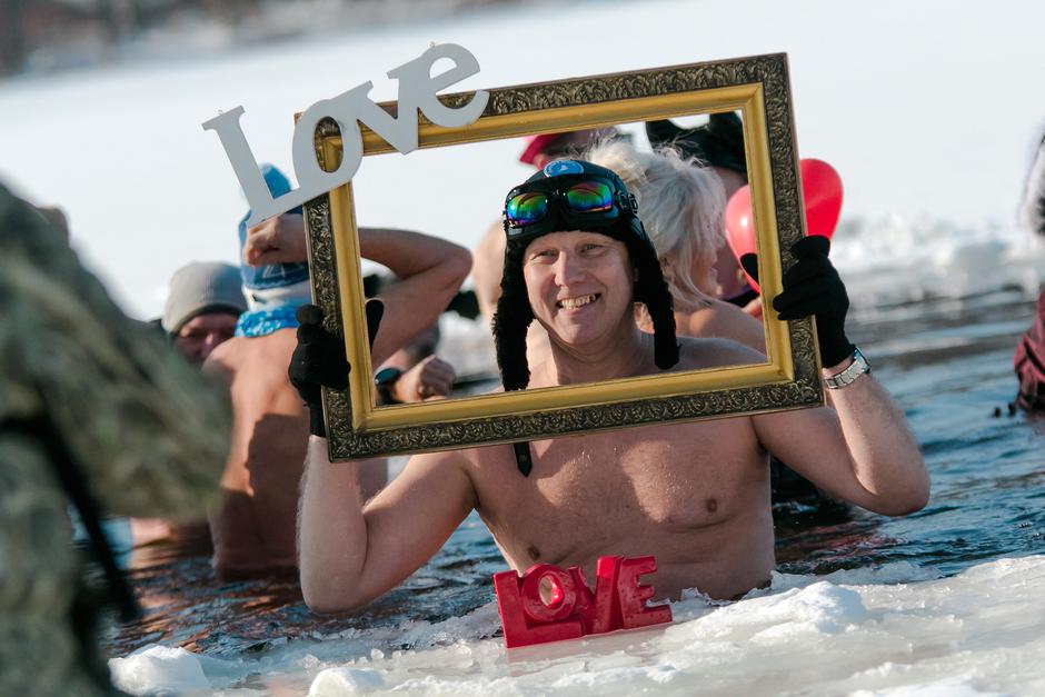 Winter swimming on Valentine's day - Poland