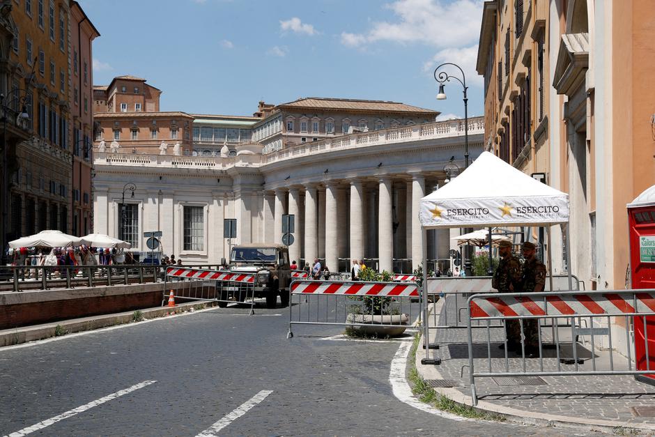 Aftermath of car breaking through barriers near Vatican City