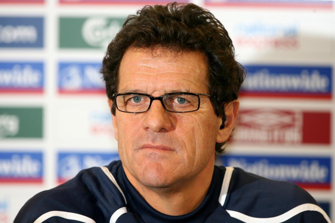 'England manager Fabio Capello talks to the press'