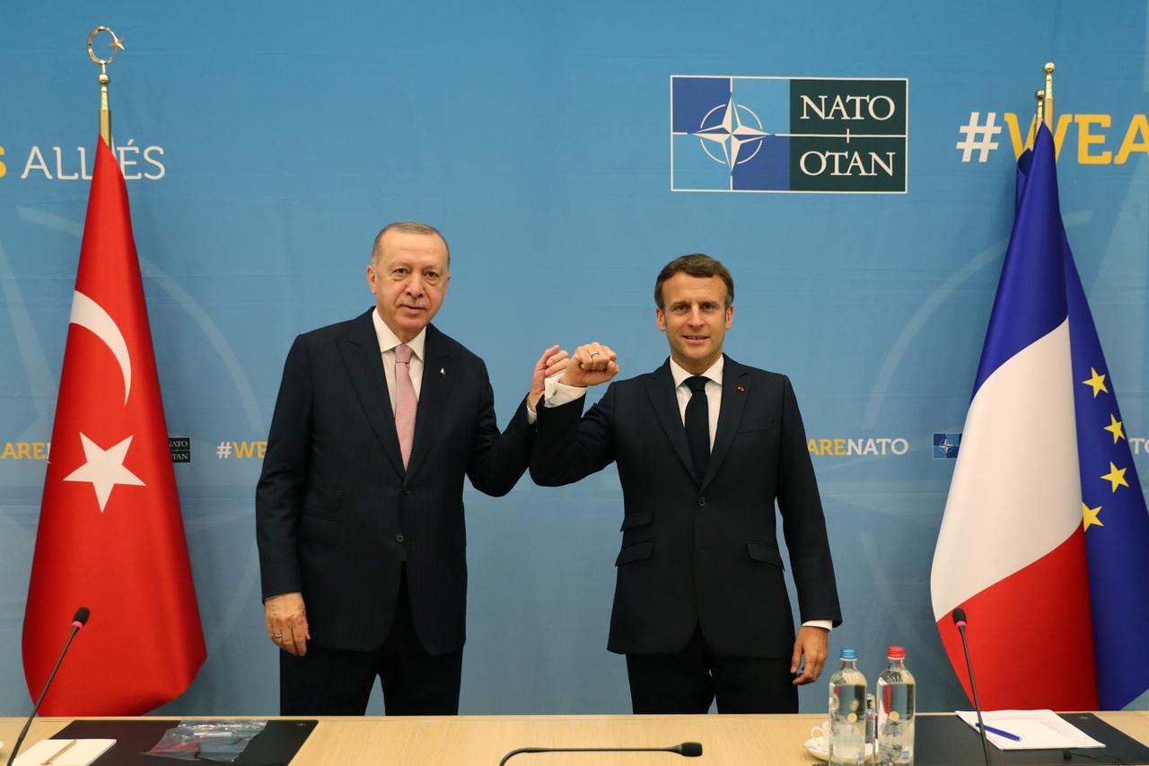 Turkish President Erdogan meets with his French counterpart Macron in Brussels