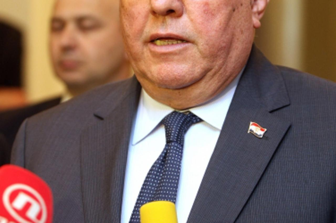 \'15.04.2011., Zagreb - Luka Bebic,predsjednik Sabora RH,daje izjavu medija nakon izricanja presude hrvatskim generalima u Haagu. Photo: Jurica Galoic/PIXSELL\'