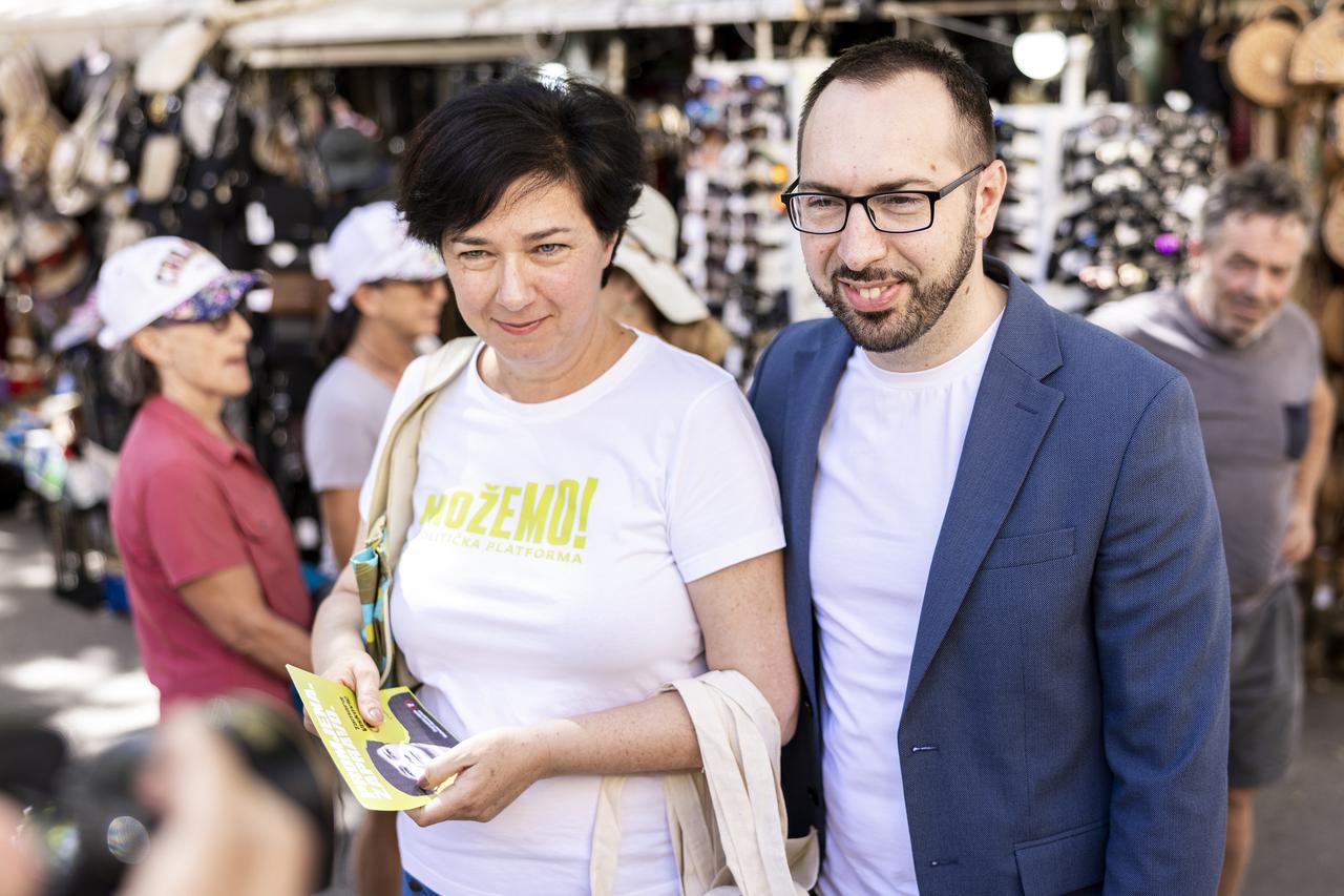 Split: Kandidatkinja za gradonačelnicu Splita i gradonačelnik Zagreba u šetnji gradom