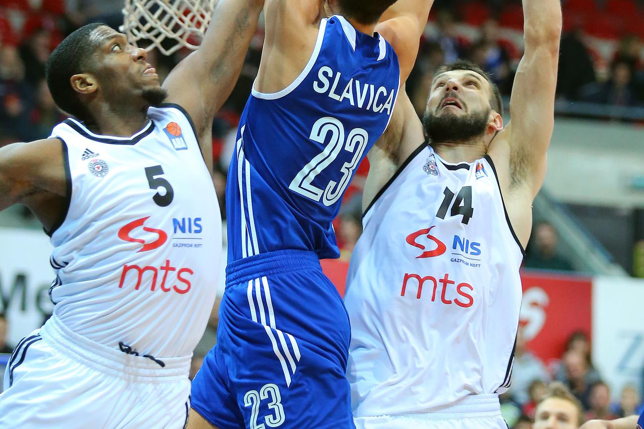 30.12.2016., KC Drazen Petrovic, Zagreb - ABA liga, 16. kolo, KK Cibona - KK Partizan NIS. Franklin Robinson, Stefan Bircevic, Nik Slavica. Photo: Jurica Galoic/PIXSELL