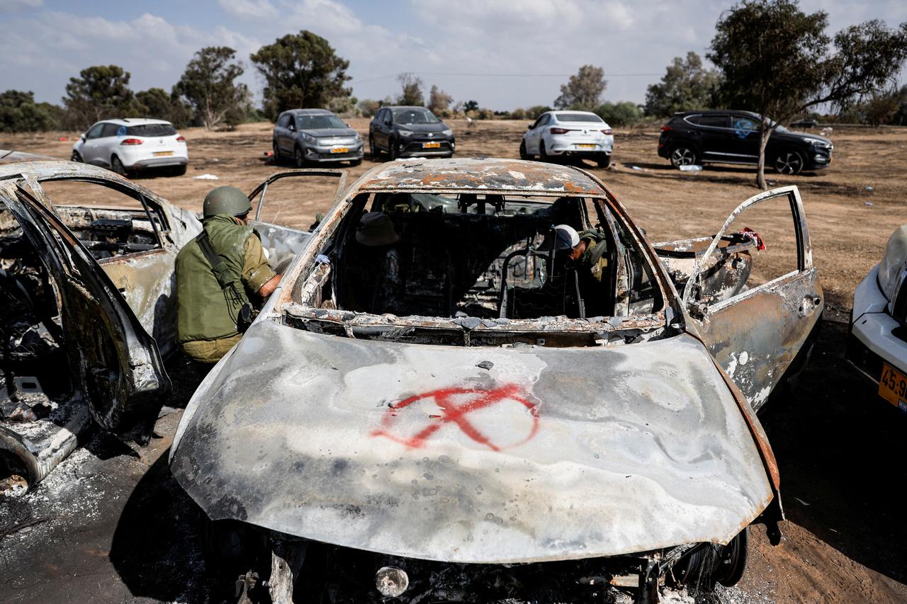 Aftermath of an attack on the Nova Festival by Hamas gunmen from Gaza near Israel's border with the Gaza Strip, in southern Israel