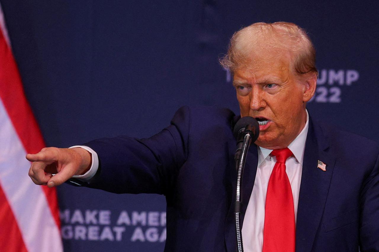FILE PHOTO: Former U.S. President Donald Trump campaigns in Wolfeboro, New Hampshire